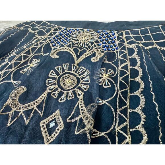 Bl^nk London Tulle Embroidered Black Carolina Midi Layered Skirt Size XS Dark Fa - Picture 6 of 10